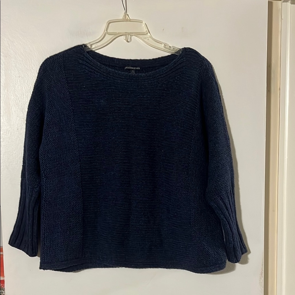 Eileen Fisher Navy Knit Boxy Sweater